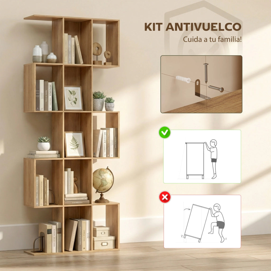 Libreria Scaffale 5 Livelli ¨C Zephmum ¨C Rovere 80x24x200 cm