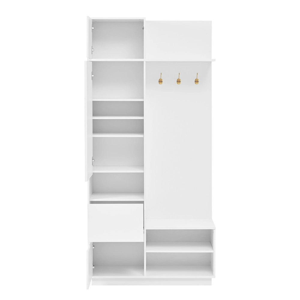 Mobile Ingresso con Specchio, Panca e Scarpiera ¨C MINIMAL ¨C con Ganci e Appendiabiti