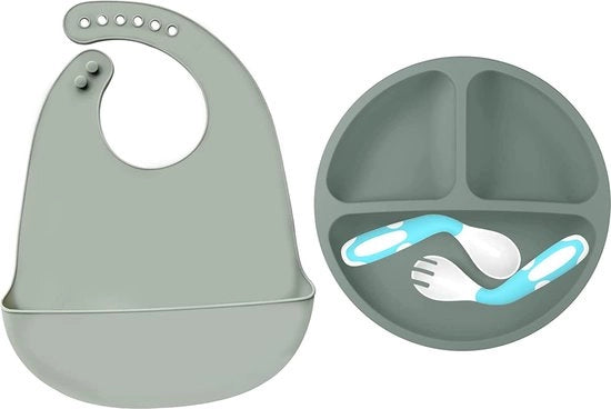 Piatti con compartimenti per bambini - Tavola per bambini con gomma antiscivolo e coperchio ad aggancio - Allenamento all'autoalimentazione