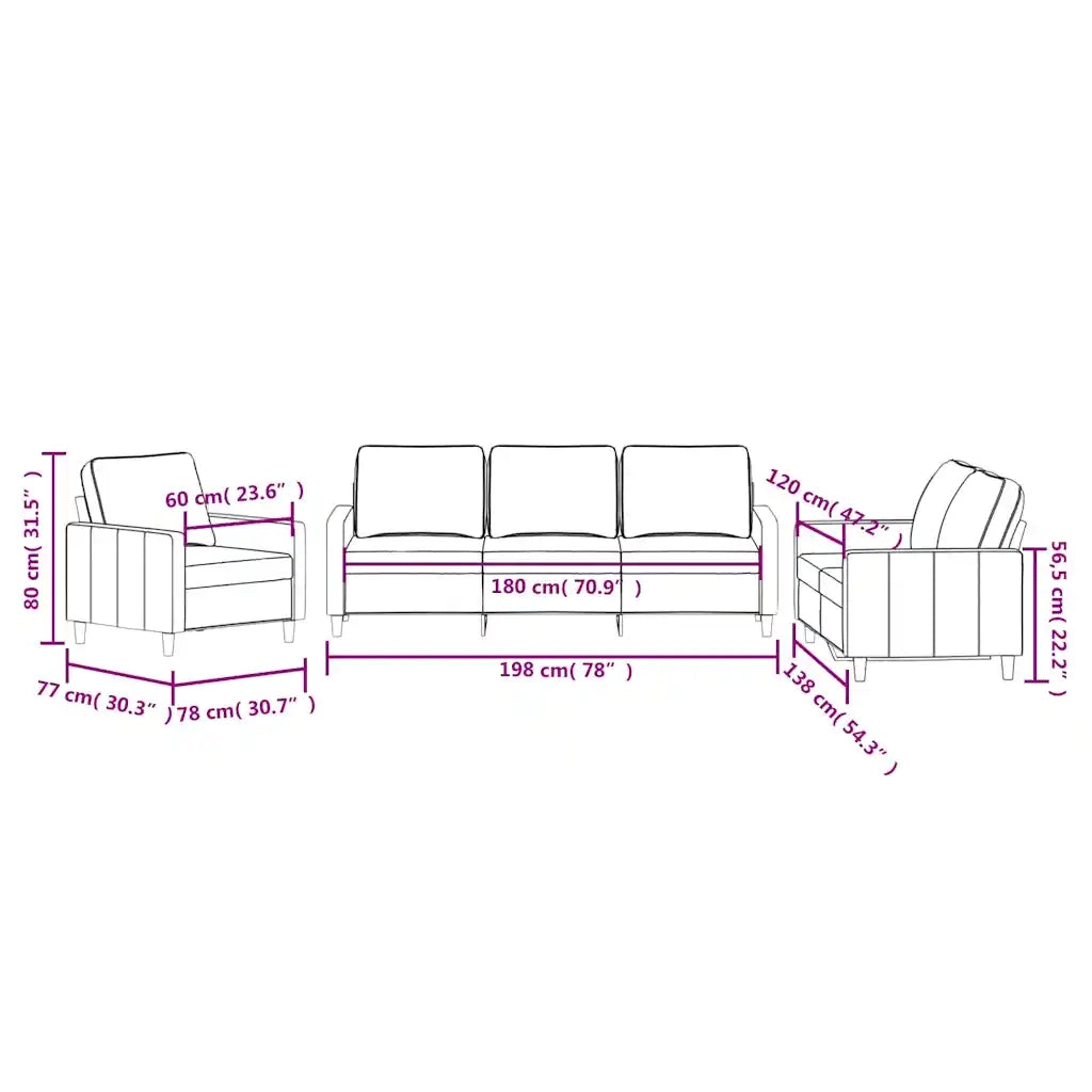 Set di Divani 3 pz con Cuscini Blu in Velluto