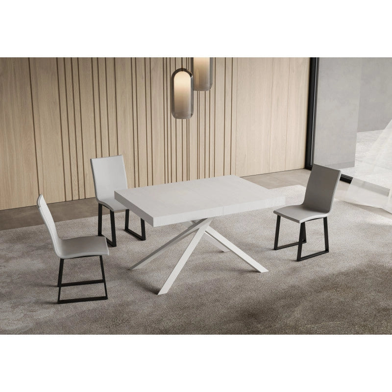 Tavolo allungabile 140/224x80cm Niket telaio Bianche - Bianco Frassino