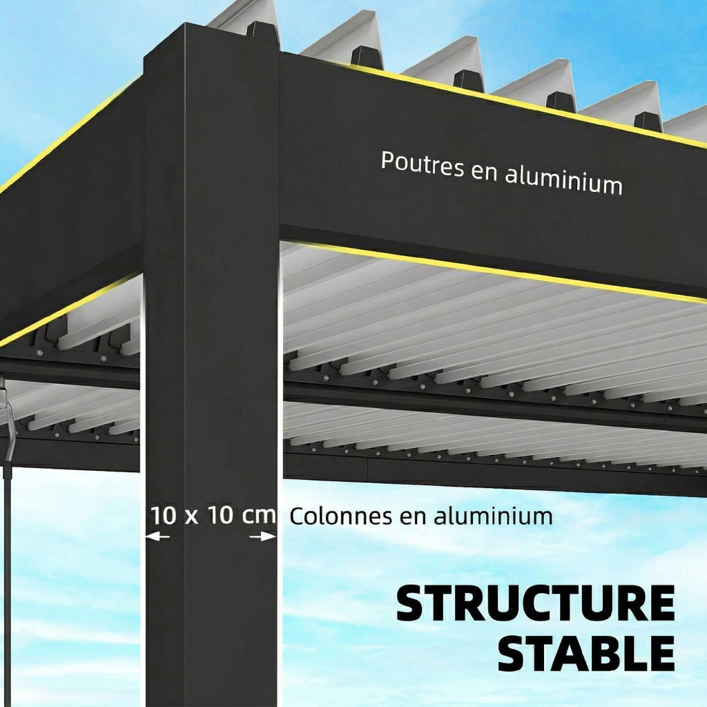 Pergola bioclimatica in alluminio con tetto a lamelle regolabile ¨C zephmum ¨C Bianco 4x3m