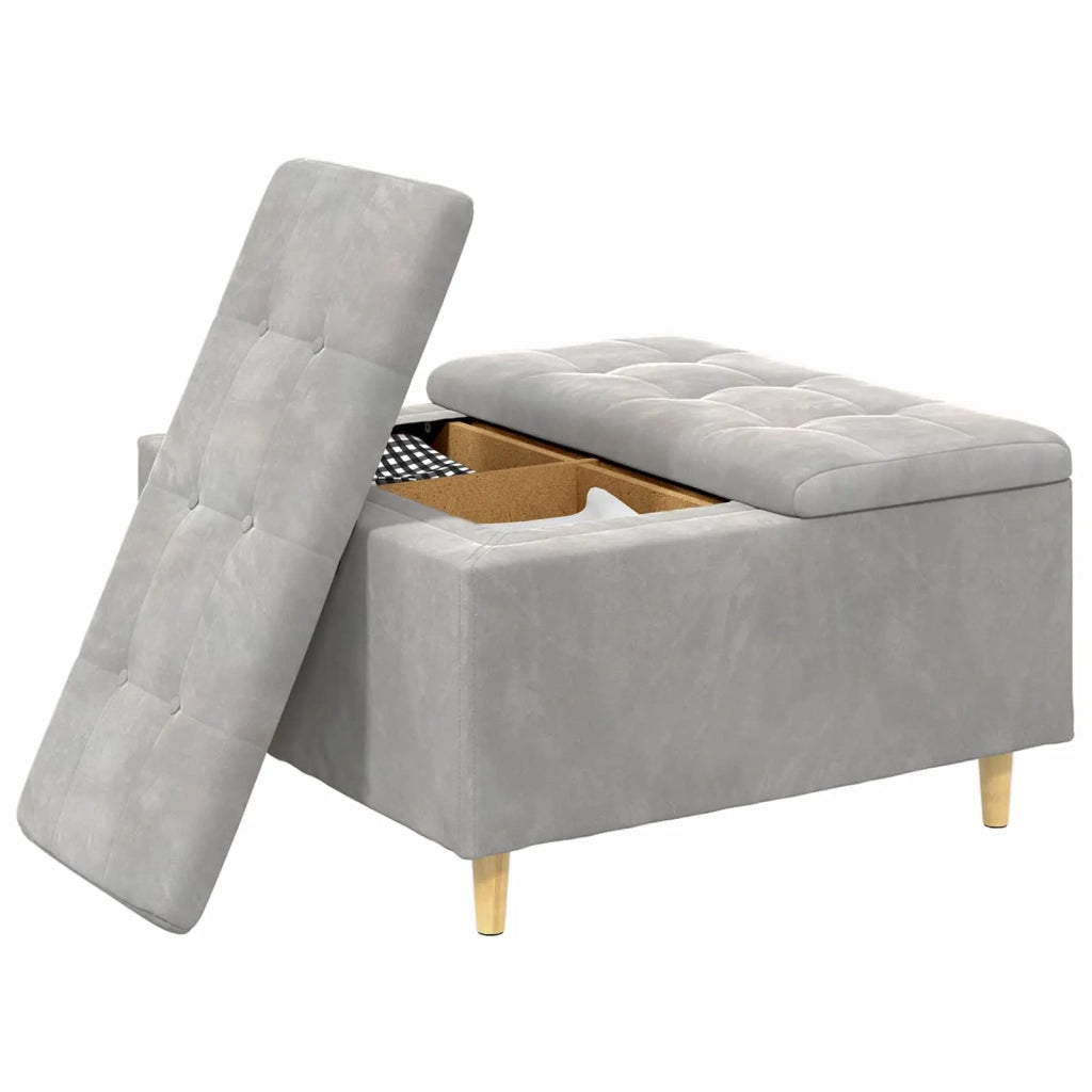 Pouf contenitore Grigio chiaro 80 x 80 x 45 cm Velluto 876840
