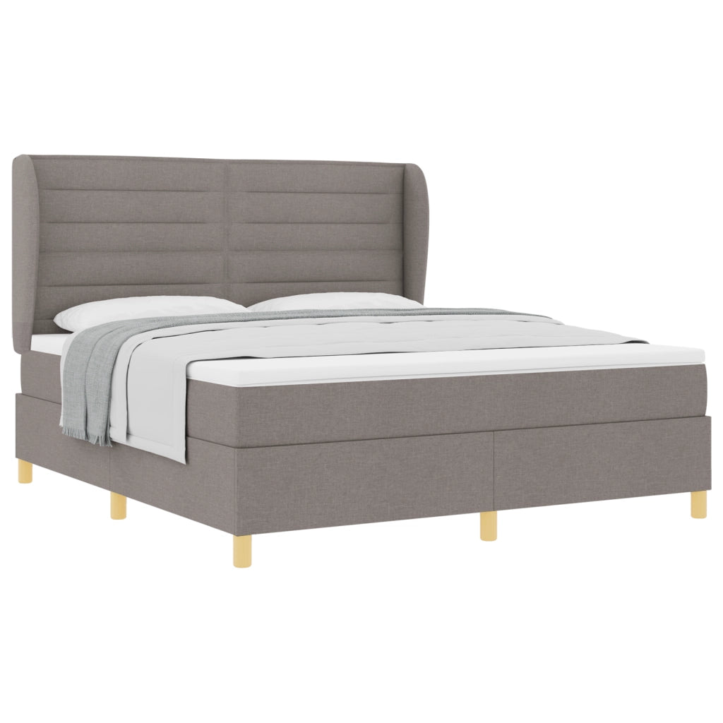 Letto Box Spring con Materasso Tortora 180x200 cm Tessuto