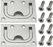 Due Anelli di Supporto in Acciaio Inossidabile 304 - Due Hefgreppi Incassati - Due Viti di Fissaggio - Dimensioni 7,6 x 5,7 x 1 cm - Maniglia di Trazione