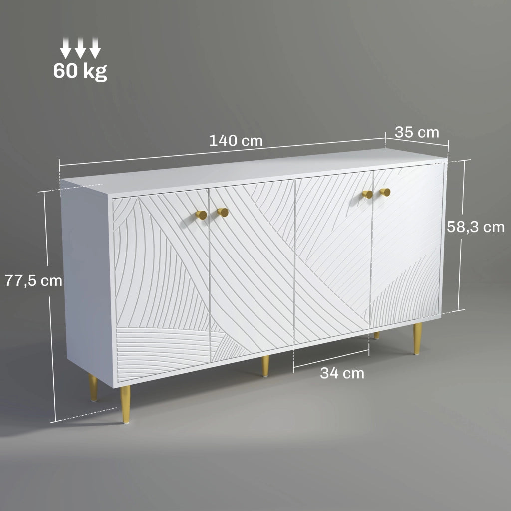 Armadio da soggiorno con ripiani regolabili e ante ¨C Zephmum ¨C Bianco 140x35x77.5 cm
