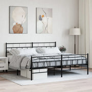 Giroletto con Testiera e Pediera-Struttura Letto Metallo Nero 200x200 cm 935835