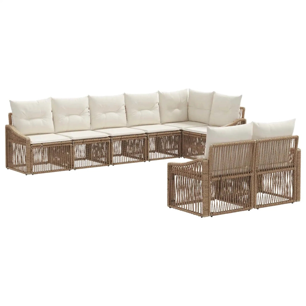 Set Divano da Giardino 8 pcs Beige polyrattan 3436068