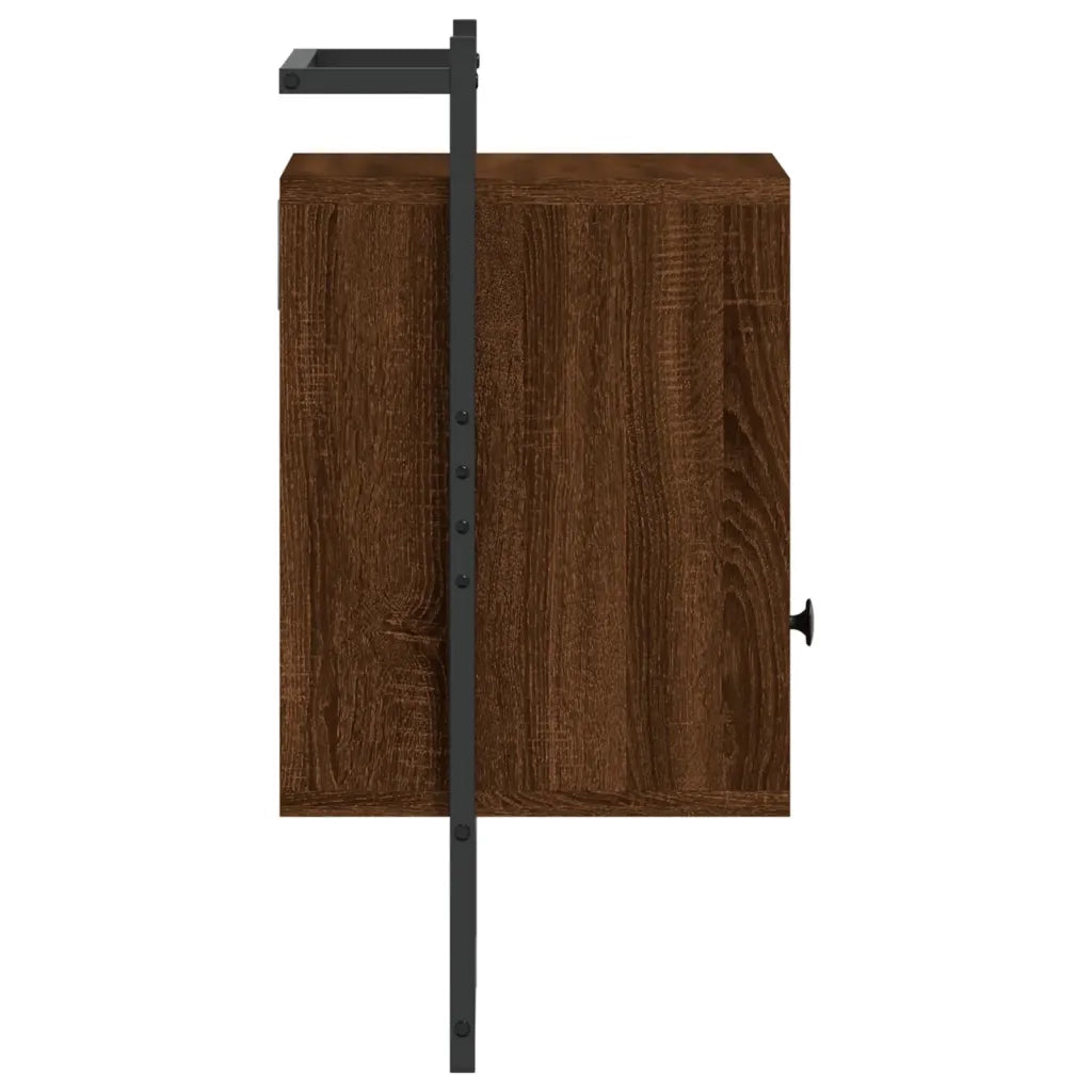 Set di 2 Comodini | Armadio da Notte | Mobiletto da notte a Muro Rovere Marrone 40x30x61cm Legno Multistrato