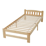 Letto Singolo 90×200 cm; Letto 1 Posto in Legno Massello con Testiera e Piede Centrale; senza Materasso; Naturale