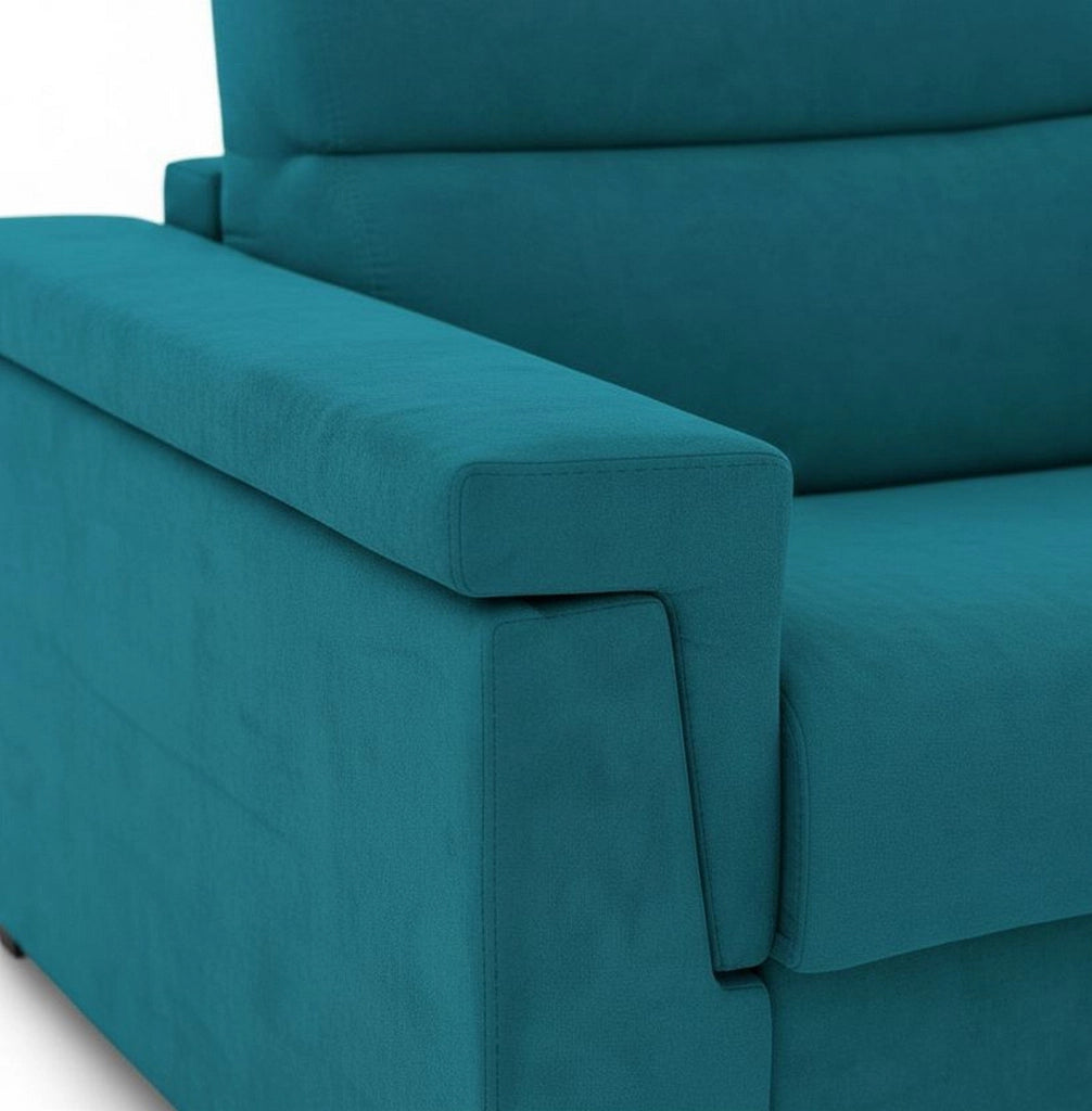 Lapio, Divano Fisso 2 Posti Sfoderabile Made in Italy, 185x95x100h cm Azzurro