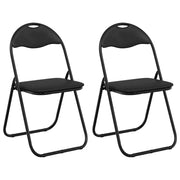 Sedia pieghevole 2 pz | Sedie da cucina Nero 48 x 43,5 x 81 cm Pelle Sintetica