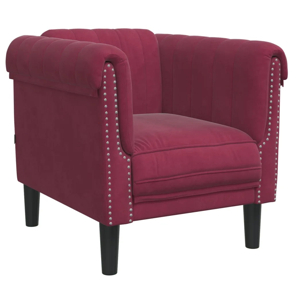Set di Divani 3 pz Rosso Vino in Velluto 3209213
