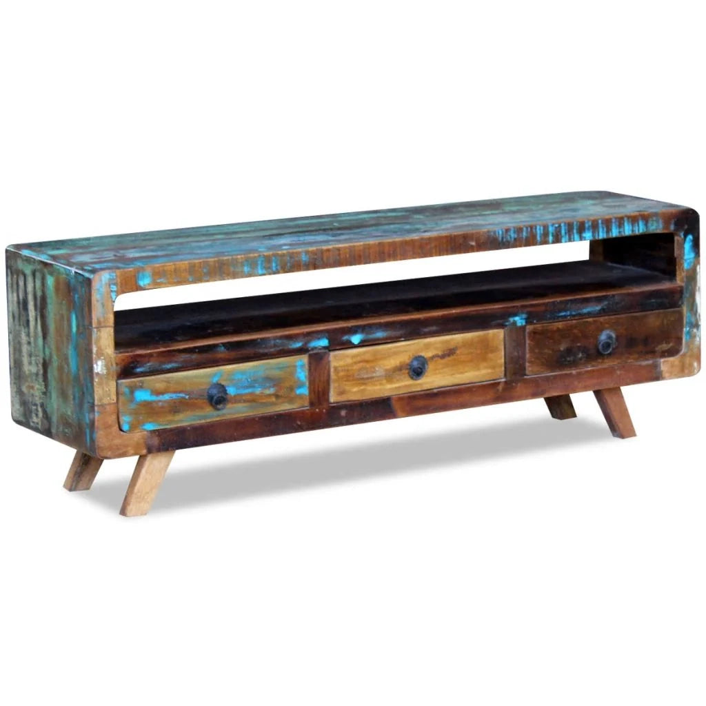 Pratico mobile porta TV/credenza di design con 3 cassetti realizzato in legno massello di recupero 2502100