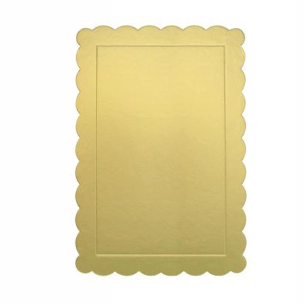 Trade Shop - Set 2pz Base Per Torta Rettangolare Piatto Sottotorta Dorato 30x40cm Con Bordino 31157 -