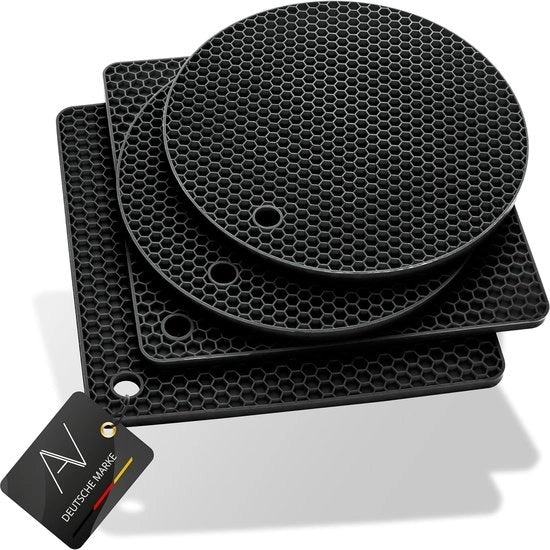 Sottopiedini in silicone - resistente al calore - set da 4 - nero - premium