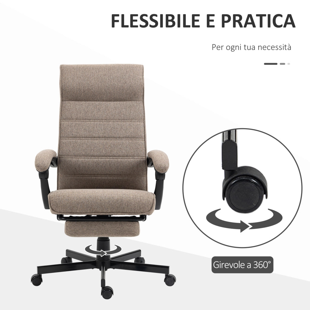 EasyComfort Sedia da Ufficio con Altezza Regolabile, Poggiapiedi Incluso e Seduta Imbottita, 68x67x109-119 cm, Marrone