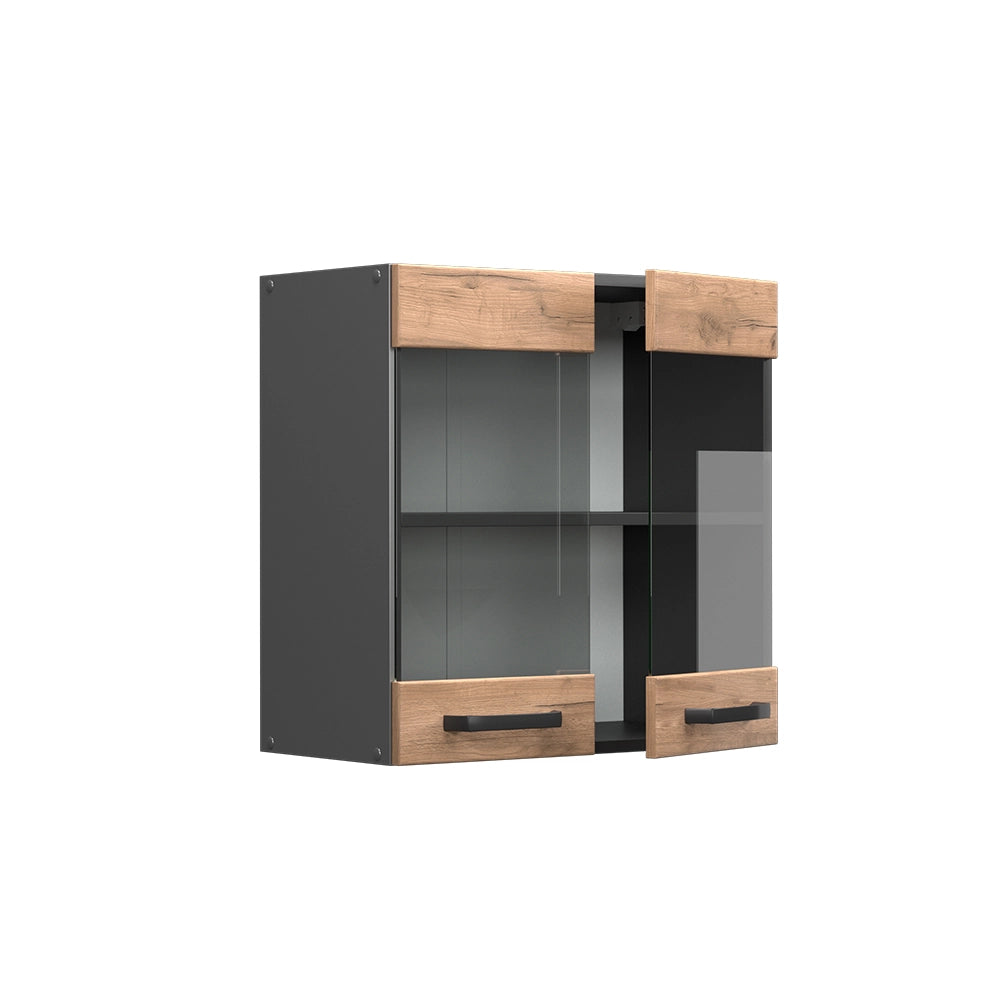 Mobile da cucina in vetro R-Line Rovere dorato/Antracite 60 cm Vicco