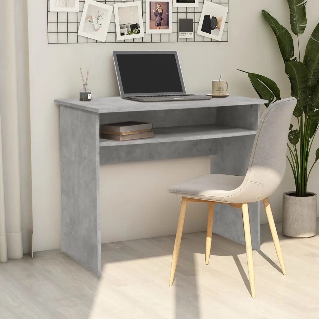 Scrivania | Tavolo da Ufficio Grigio Cemento 90x50x74 cm in Legno Multistrato