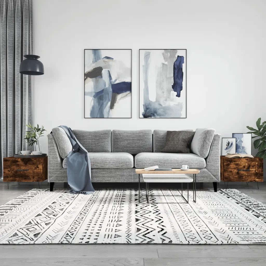 2 pz Tavolini salotto | Tavolino da caff¨¨ | Tavolino da Soggiorno Rovere Fumo 50x50x40cm Legno Multistrato