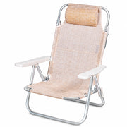 Spiaggina Sedia Prendisole 60x101x78 cm Pieghevole e Reclinabile Beige Melange