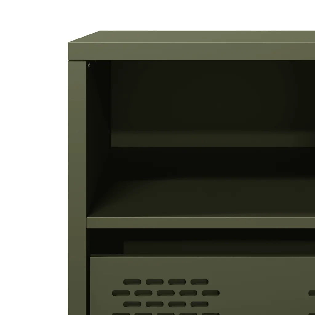 Mobile TV Verde Oliva 101,5x39x43,5cm Acciaio Laminato a Freddo