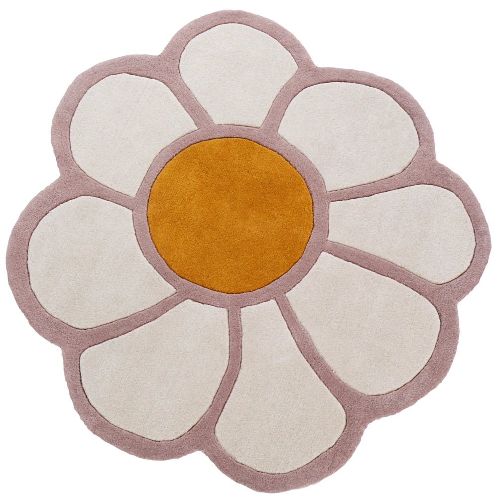 Tappeto per bambini a forma di fiore multicolore in lana ø 120 cm cameretta elegante
