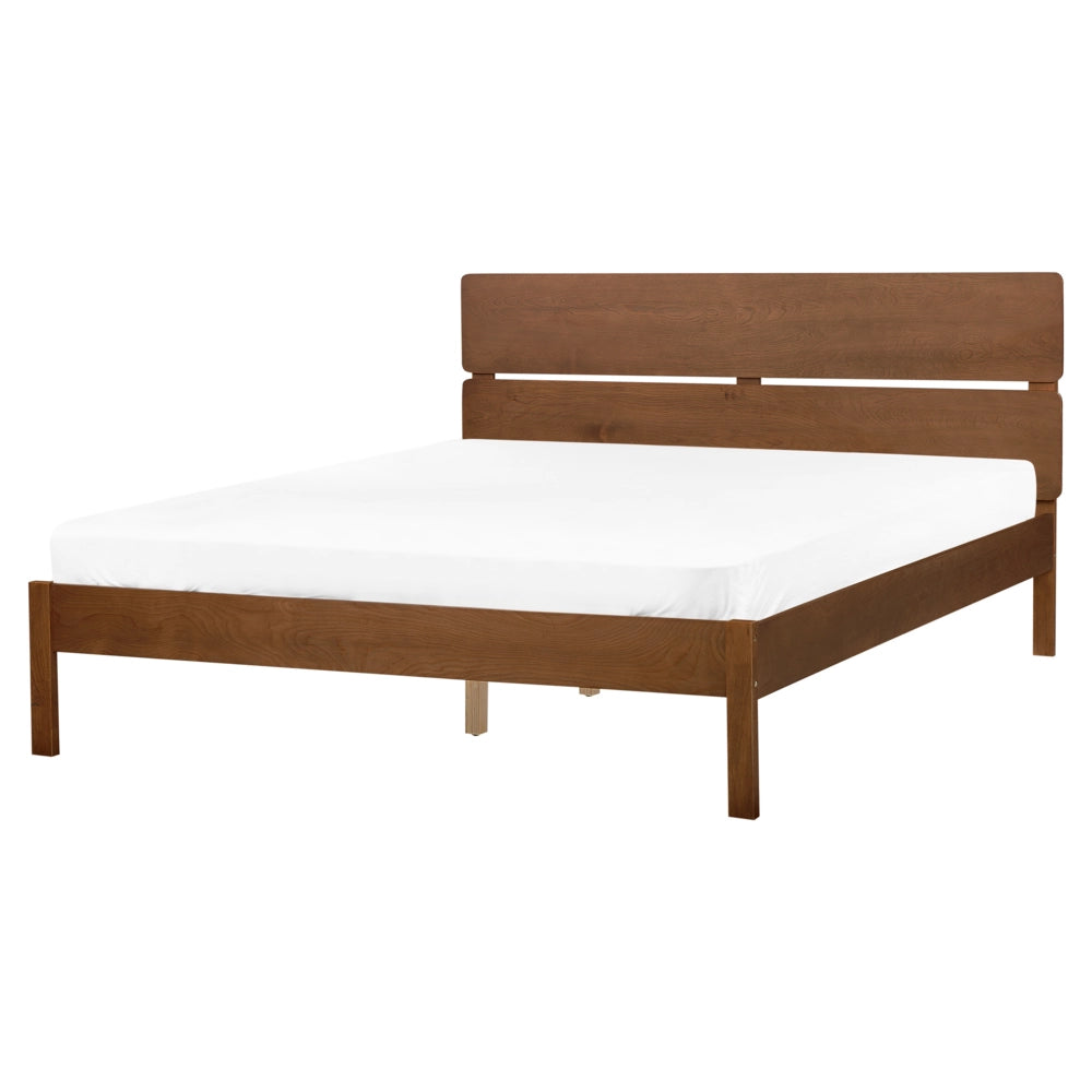 Letto in marrone scuro UE matrimoniale 160 x 200 cm con testiera a doghe Stile rustico minimalista