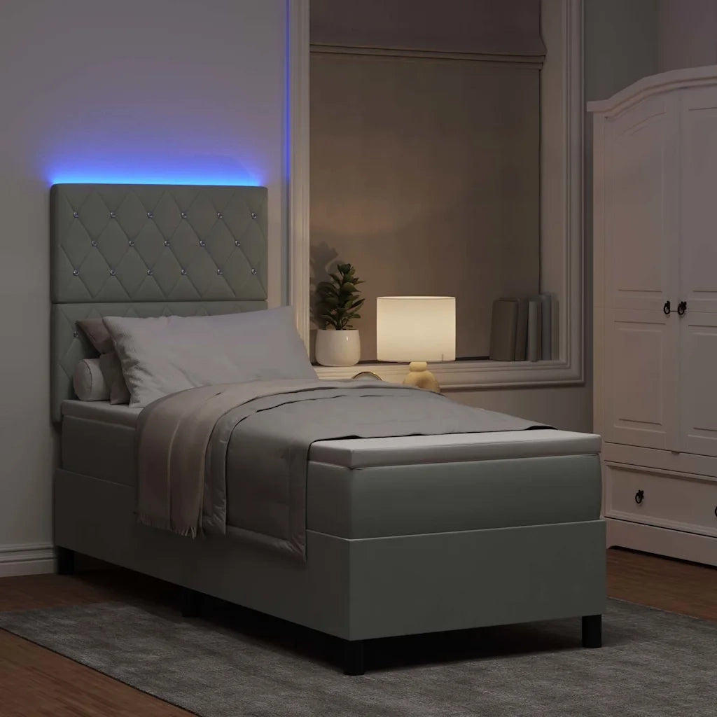 Letto a Sorgente LED Grigio chiaro 80 x 200 cm Tessuto