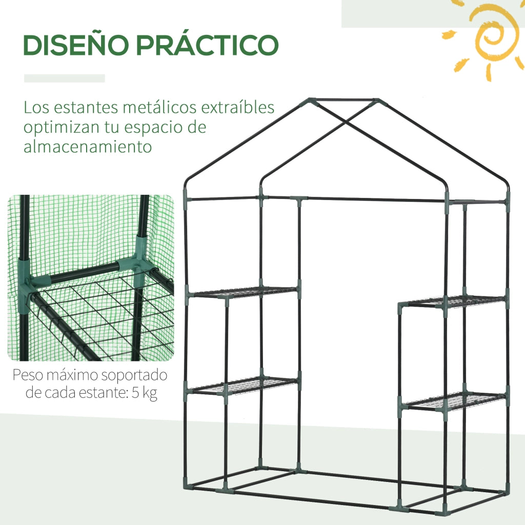 Serra da giardino con 4 ripiani ¨C zephmum ¨C verde 141x72x191 cm