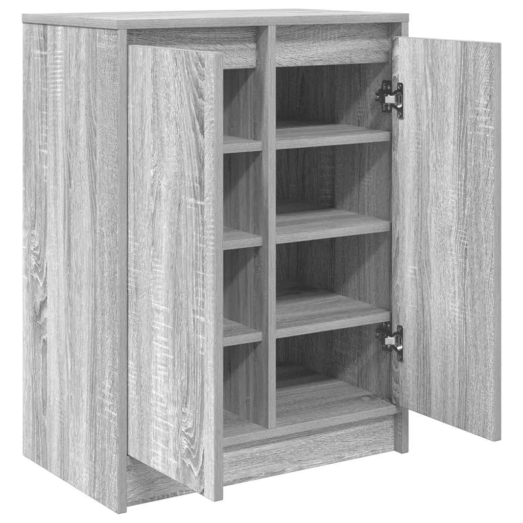 Scarpiera moderna con 2 ante e 8 ripiani 57 x 34 x 76 cm legno composito grigio 02_0051774