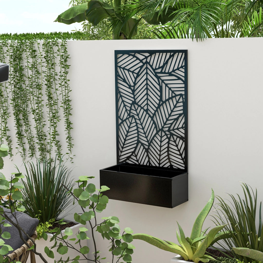 Fioriera Rialzata con Spalliera per Rampicanti ¨C zephmum ¨C Nero 61x23x113 cm