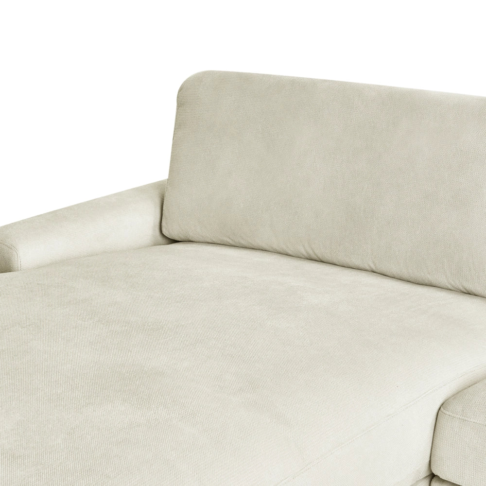 Divano angolare a destra  in tessuto di ciniglia bianco sporco Poliestere Metallo Gambe nere 190 x 272 x 83 cm Schienale imbottito e rifinito 3 posti a L Soggiorno in stile moderno
