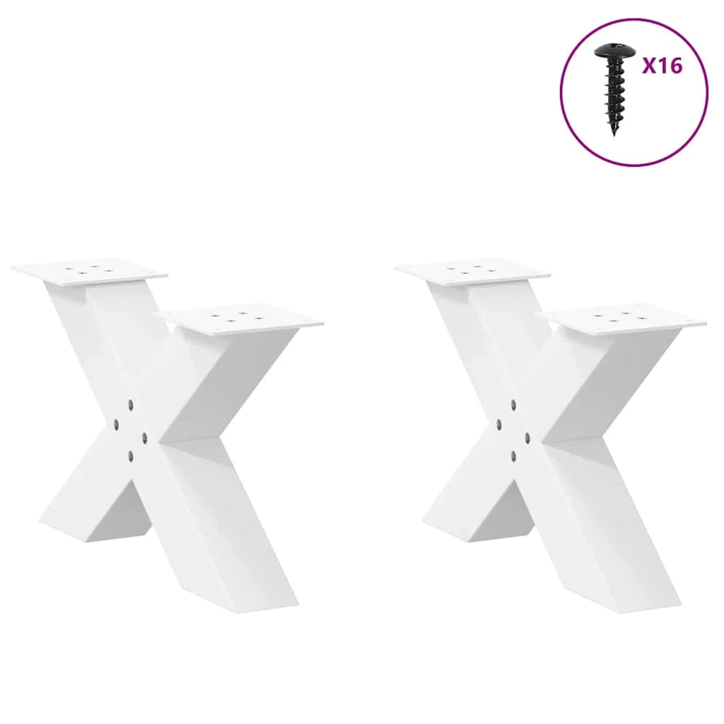 Set di 2 gambe regolabili per tavolino da caffè a forma di X 50 x 30 cm acciaio bianco 02_0057209