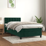 Letto a Molle con Materasso e LED Verde Scuro 90x190 cm Velluto 3134618