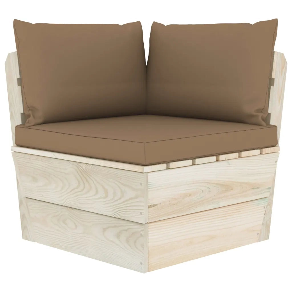 Divano Angolare da Giardino su Pallet e Cuscini-Sofa da Giardino-Divanetto da esterno Legno di Abete 417025