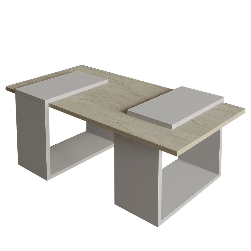 Tavolino in legno "Matris" - 90 x 46 x 37 cm - Travertino