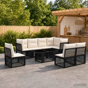 Set Divano da Giardino 9 pz Nero polyrattan 3436477