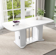 Tavolo da pranzo allungabile 120/160x80 cm con vano contenitore; MDF bianco