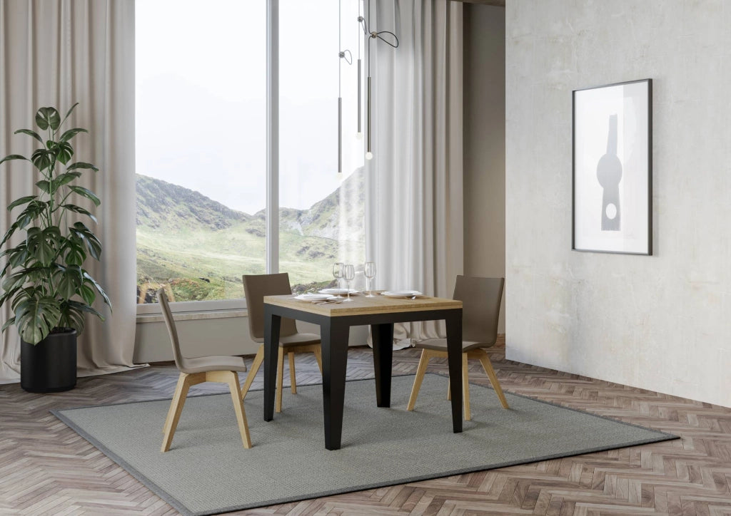 Tavolo Allungabile 90-180x90x80-78 cm Flame Libra Quercia Naturale