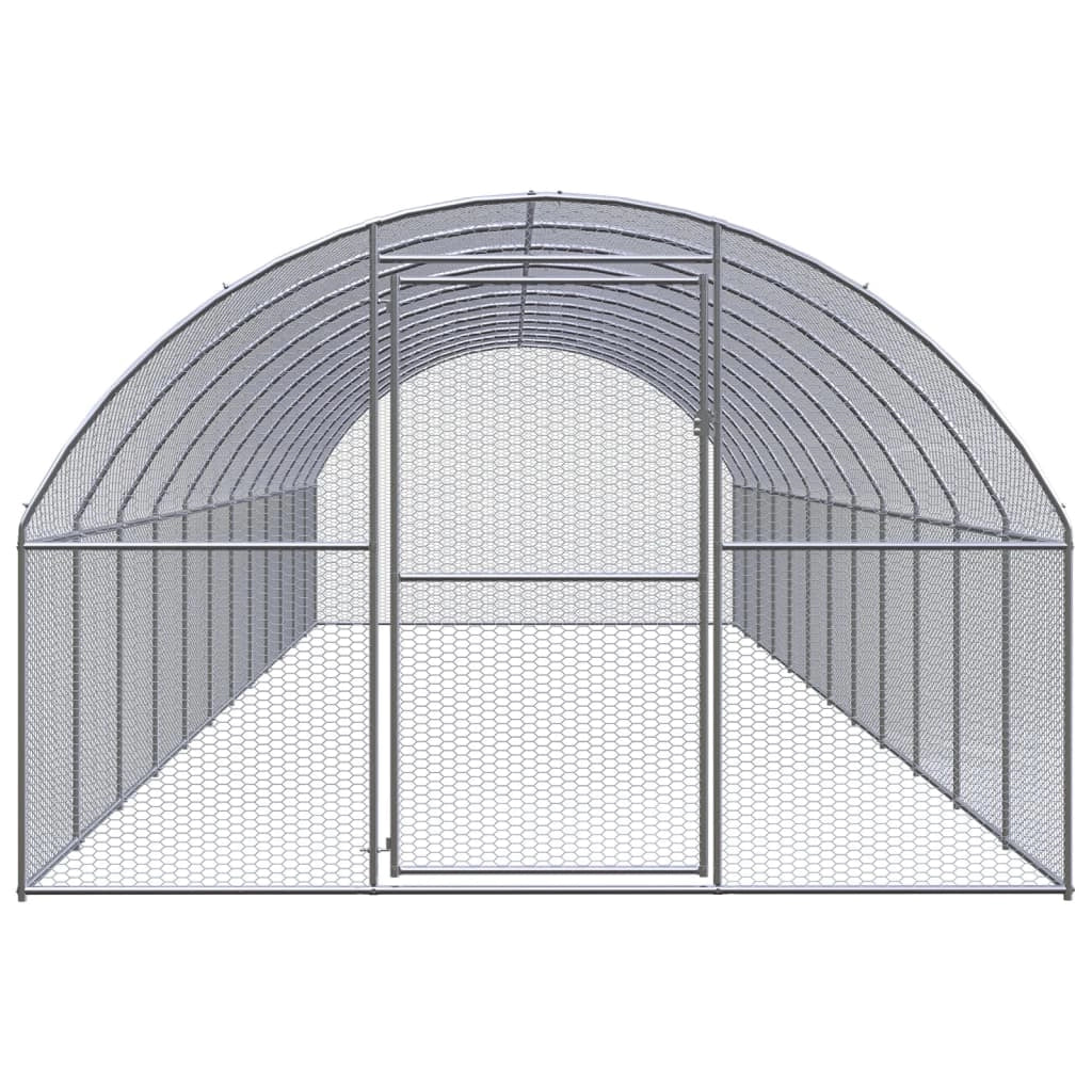 Pollaio/recinto/gabbia per polli da esterno 3 x 12 x 2 m acciaio zincato argento 02_0044000