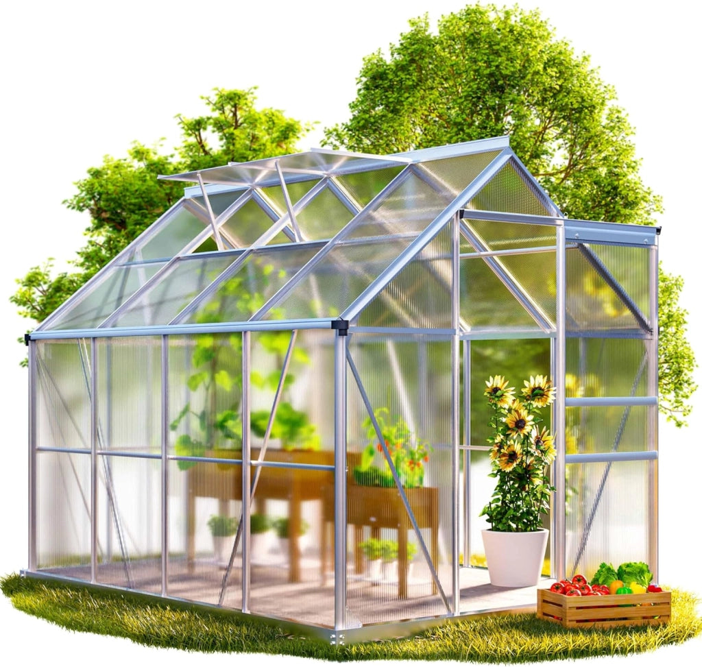 ® Serra da Giardino in Alluminio 4,8m² 250x190cm incl. 4 Lucernari Coltivazione Orto per Piante Giardinaggio 7,7m³
