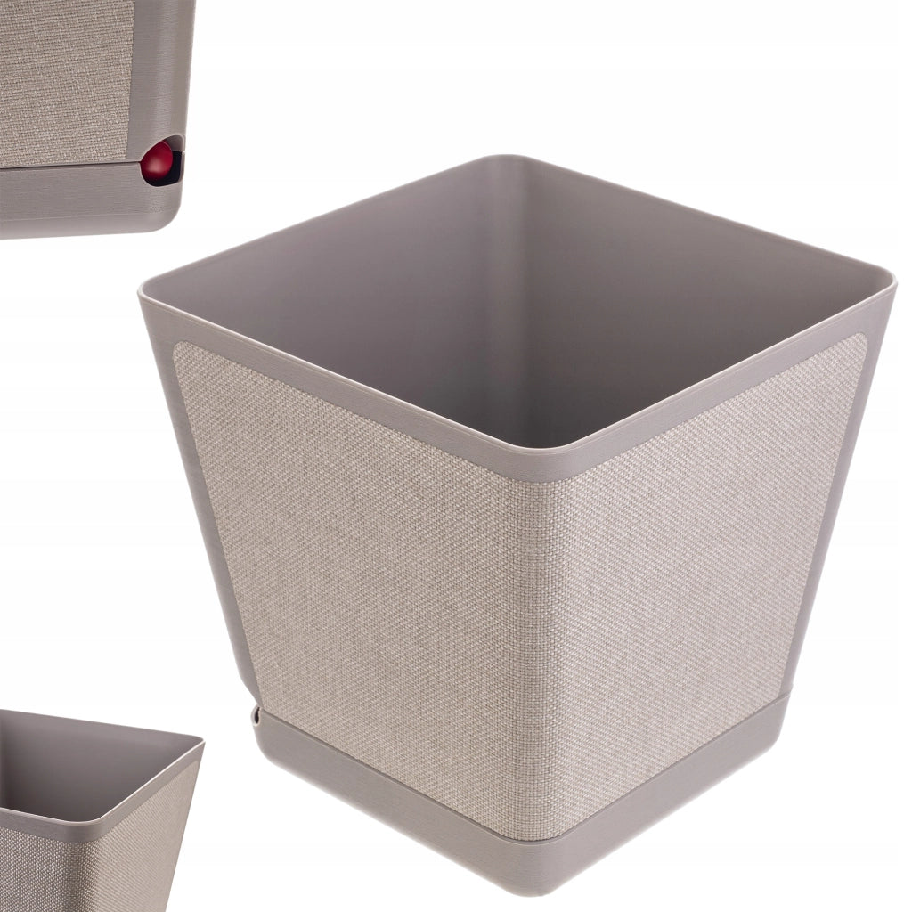 Coprivaso quadrato KADAX con supporto, in tessuto beige fantasia, 24 cm
