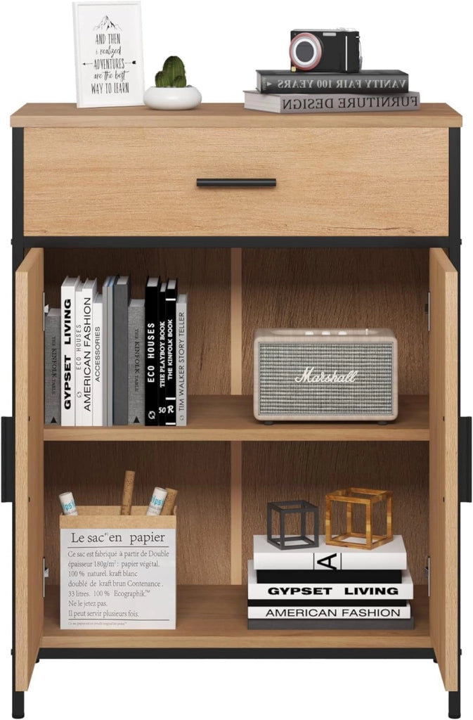 Set di Mobili da Bagno, Armadietto con Specchio, Mobiletto Copricolonna con Ripiano, Mobile da Terra, Armadietto a 2 Ante in Legno e Metallo