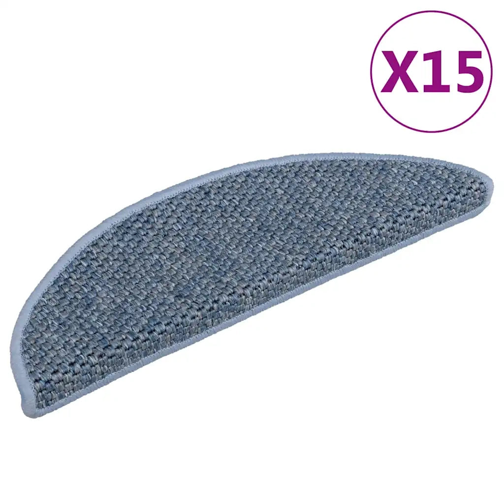 Tappeti Autoadesivi per Scale Aspetto Sisal 15pz 56x20 cm Blu cod mxl 78605