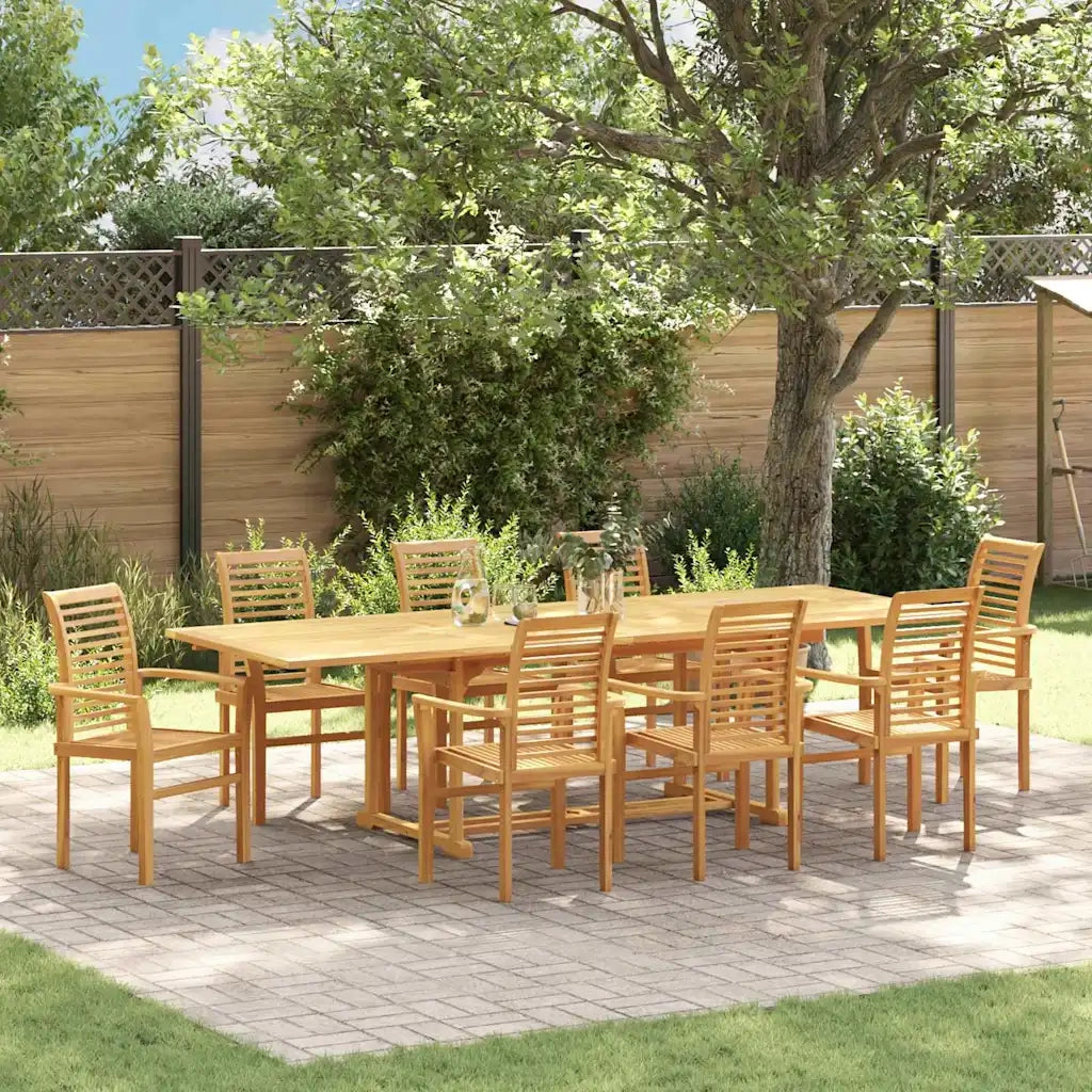 vidaXL Set da Pranzo per Giardino 9 pcs Marrone 280 x 100 x 75 cm