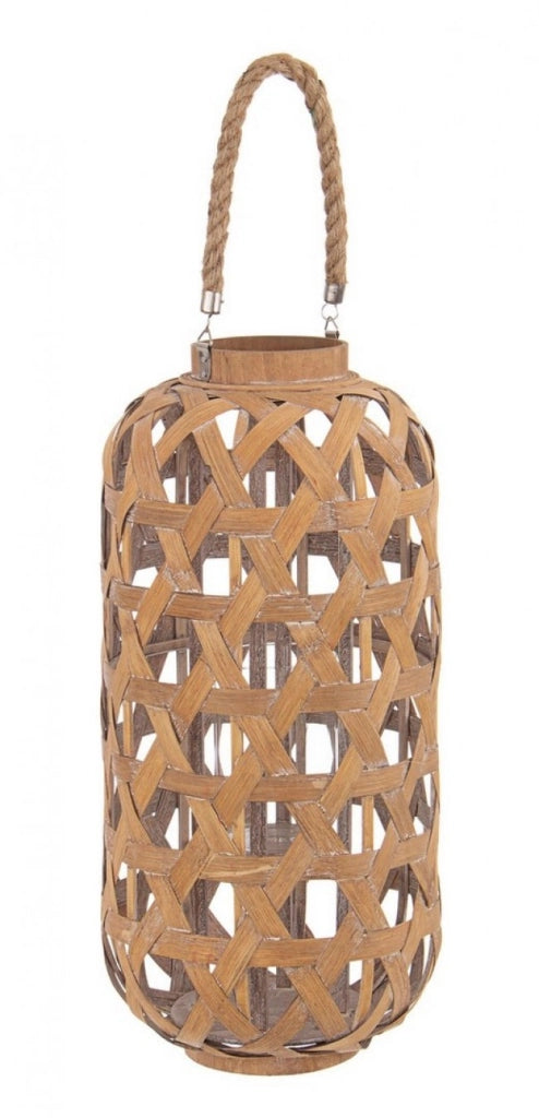 Set 2 Lanterne Bambù Marrone Boho da Esterno H56 cm - MOHAMMED