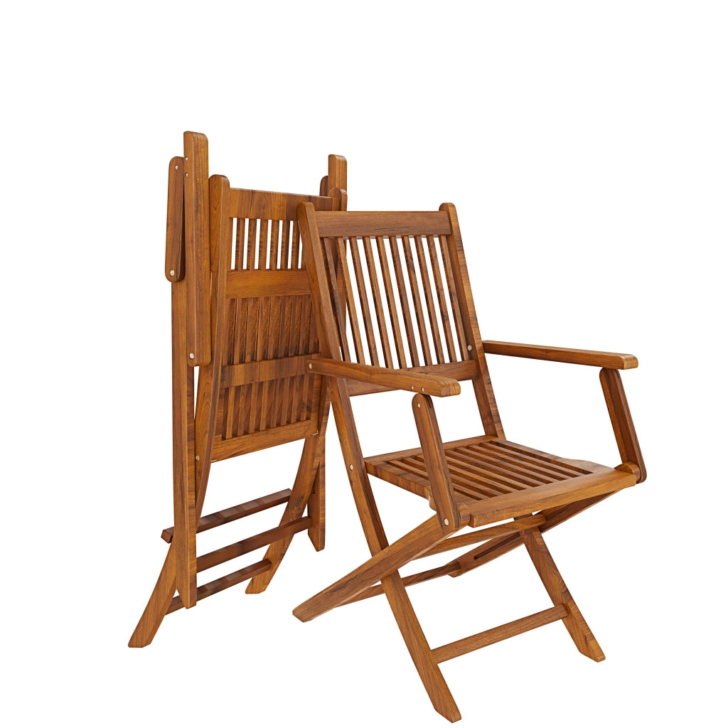 Set di 4 Sedie Da Giardino Pieghevoli In Legno Massiccio Naturale Di Acacia Con Braccioli Seduta e Schienale Alto Con Doghe Per Giardino Esterno Piscina Patio Terrazzo Balcone 91 x 58 x 52 cm