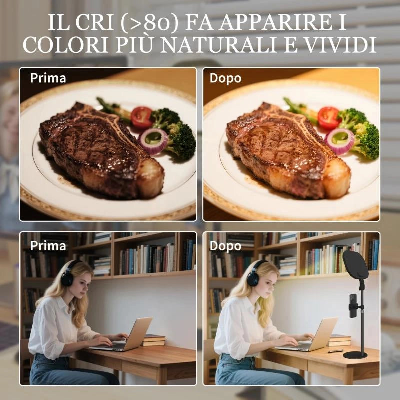LAMPADA DA SCRIVANIA LED CON SUPPORTO PER TELEFONO, 5 COLORI DI LUCE E 10 LUMINOSITÓ, NERO