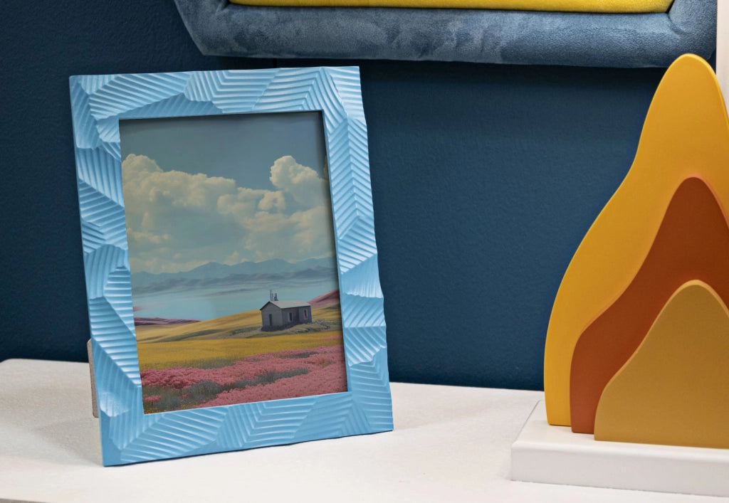 Cornice Light 20x2x25 cm in Resina e Vetro Azzurro